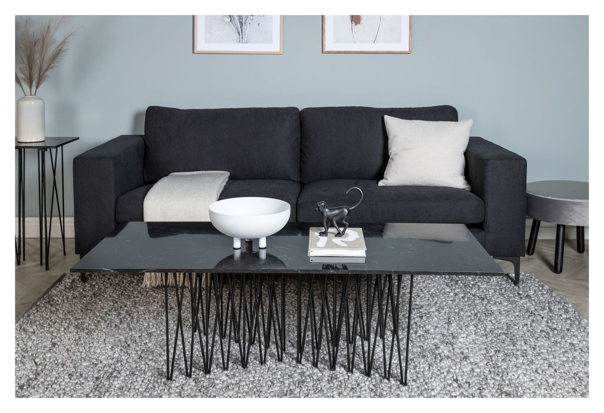 Bolero 3-pers. Sofa, Black Fabric with black legs