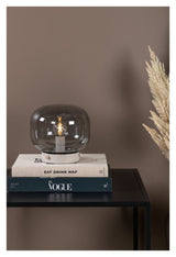 Bollonelie Table lamp, Beige/Black smokey glass