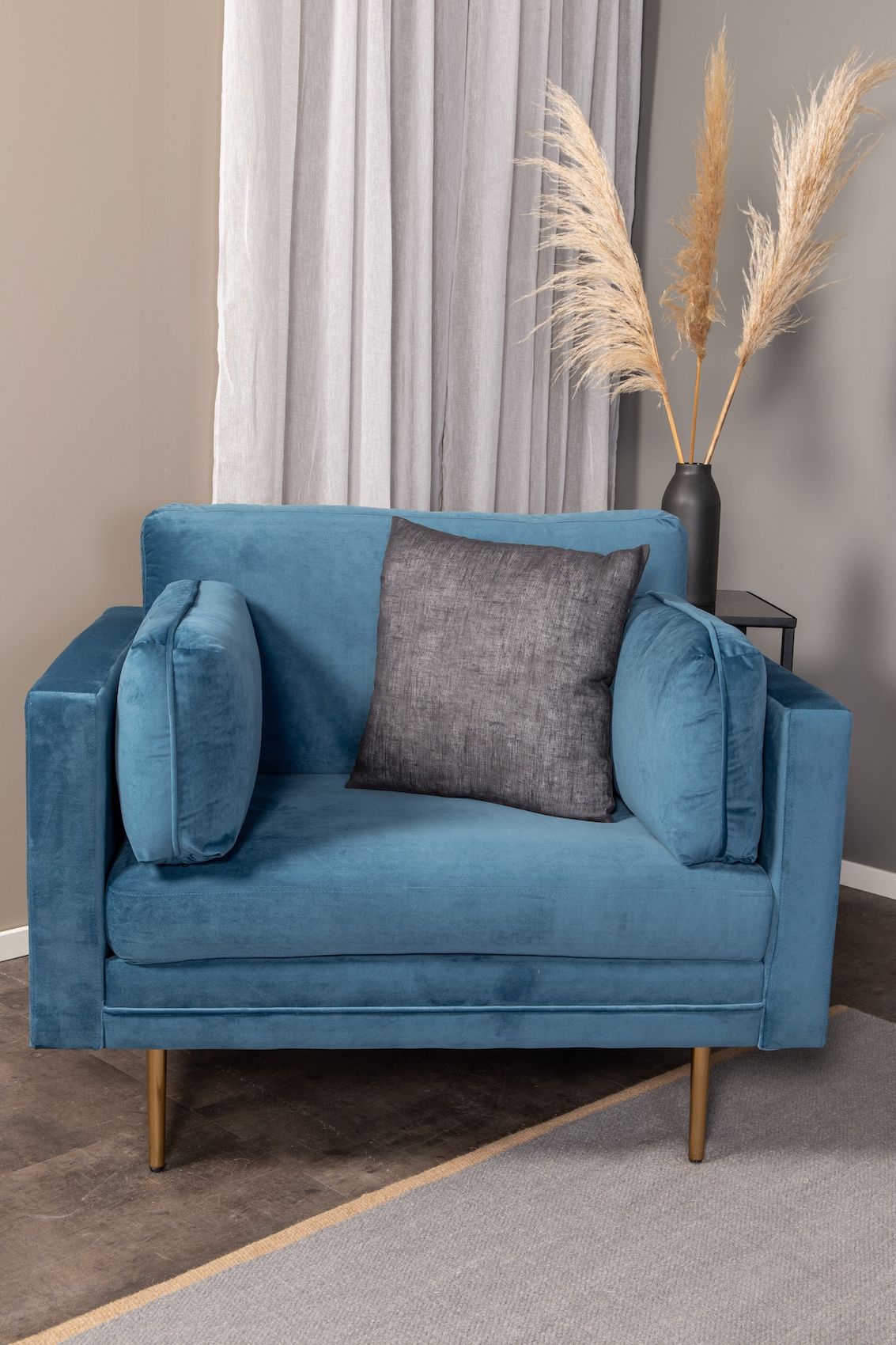 Boom Armchair, Blue Velvet