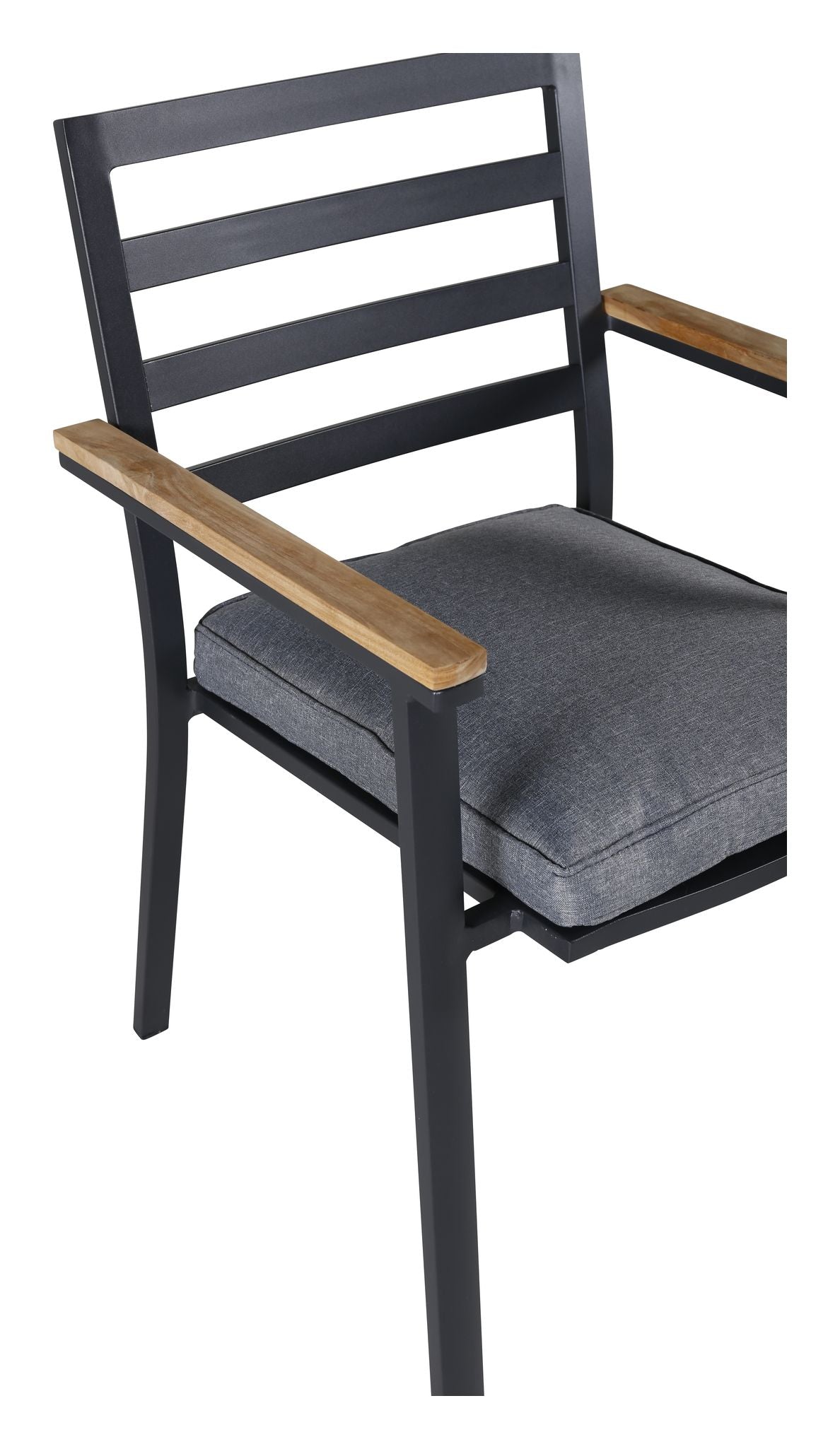 Brasilia Garden Chair w. Teak armrests - Black