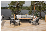 Brasilia Lounge Set, Black Alu/teak with gray cushions