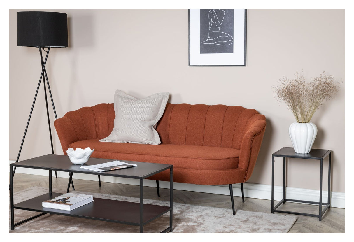 Calais 3-pers. Sofa, Rusty Orange Fabric with black legs