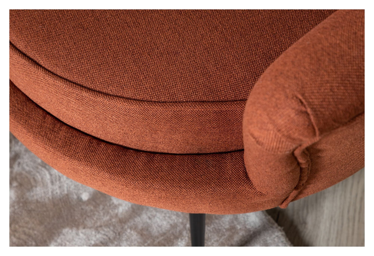 Calais 3-pers. Sofa, Rusty Orange Fabric with black legs