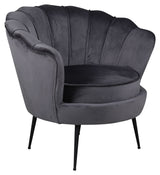 Calais Lounge Chair, Dark Gray Velvet