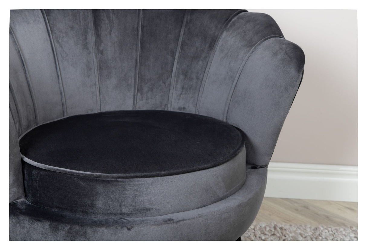 Calais Lounge Chair, Dark Gray Velvet