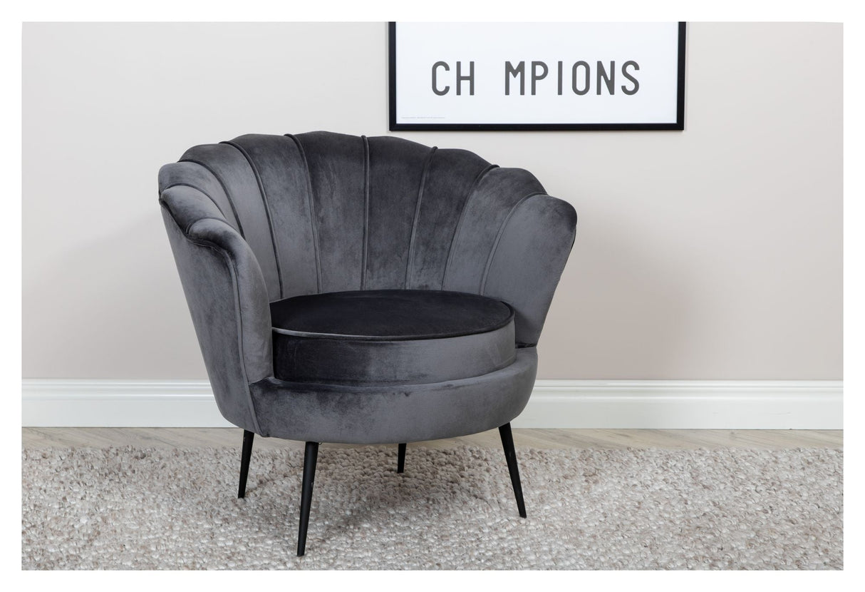 Calais Lounge Chair, Dark Gray Velvet