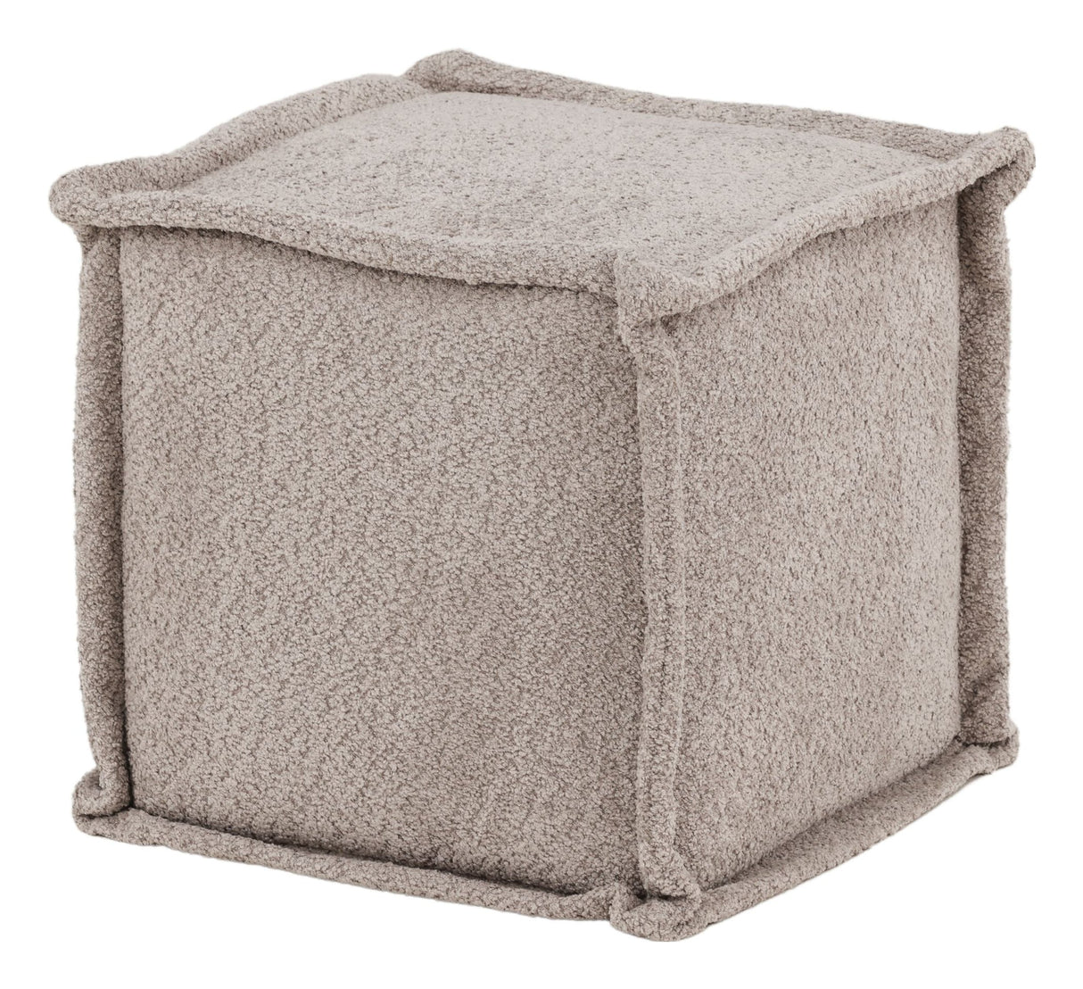 Castine Pouf, Fleece, Light Gray