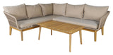 Chania corner sofa with table, Acacia wood with latte cushions