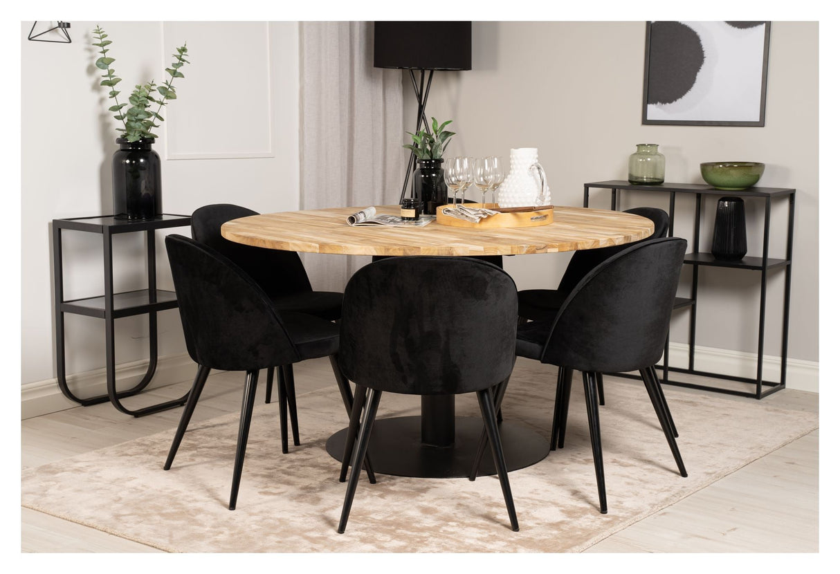 Cirebon Dining table, Teak w. black legs, Ø140