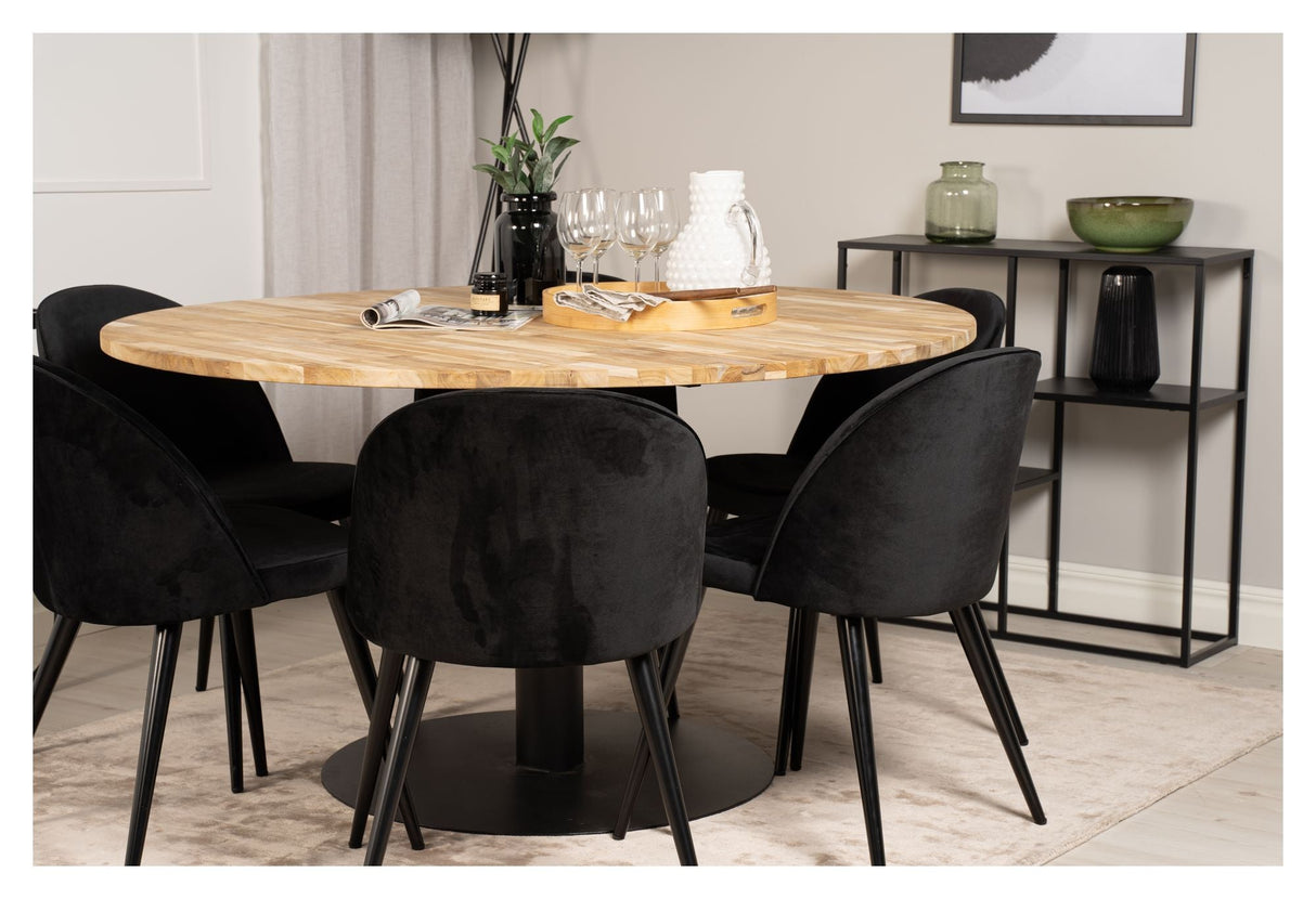 Cirebon Dining table, Teak w. black legs, Ø140