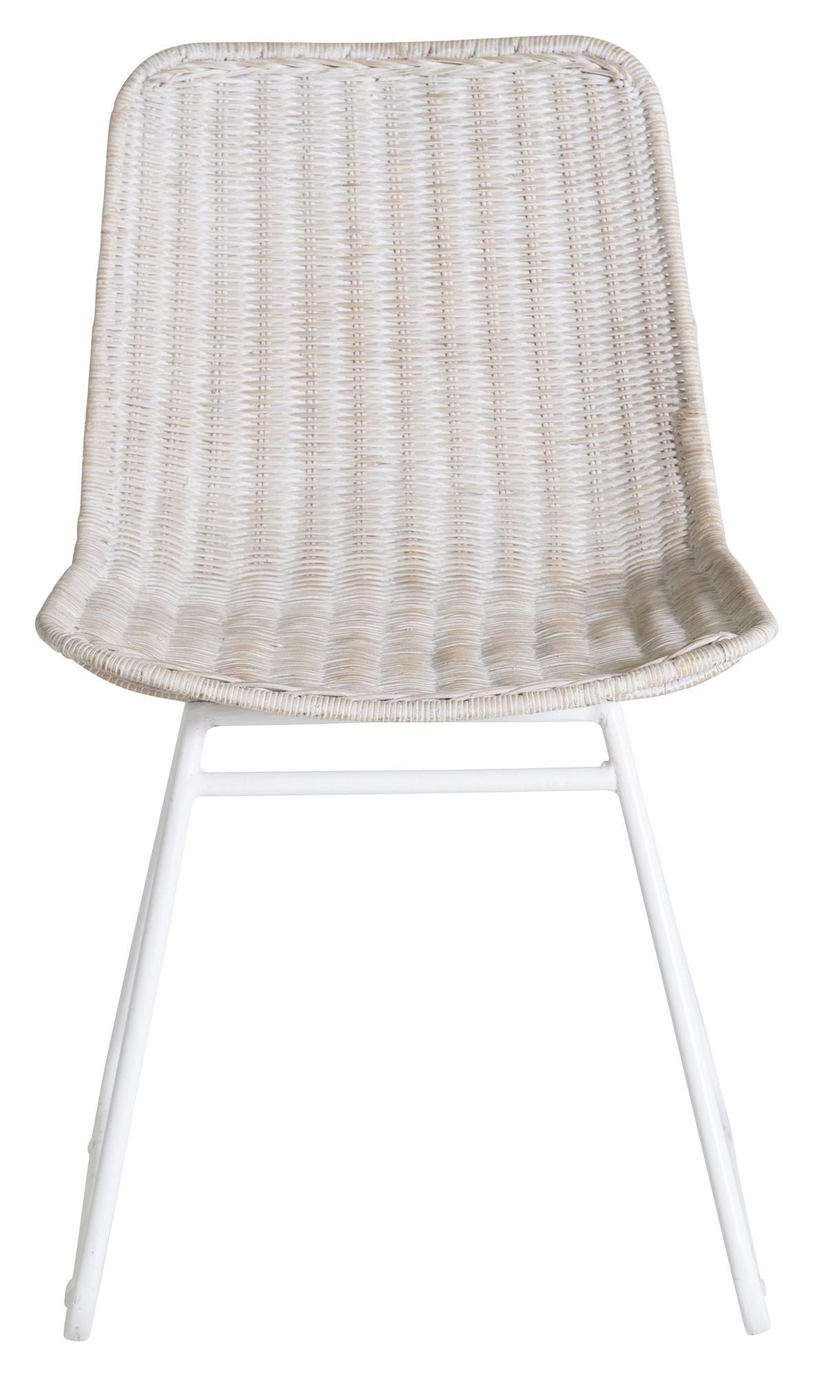 Cirebon Dining chair, White rattan, white metal legs