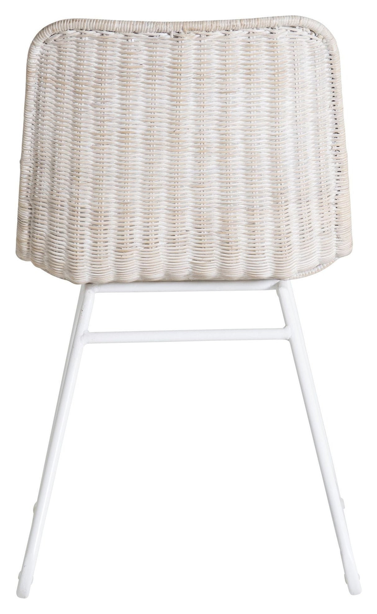 Cirebon Dining chair, White rattan, white metal legs