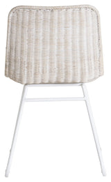 Cirebon Dining chair, White rattan, white metal legs