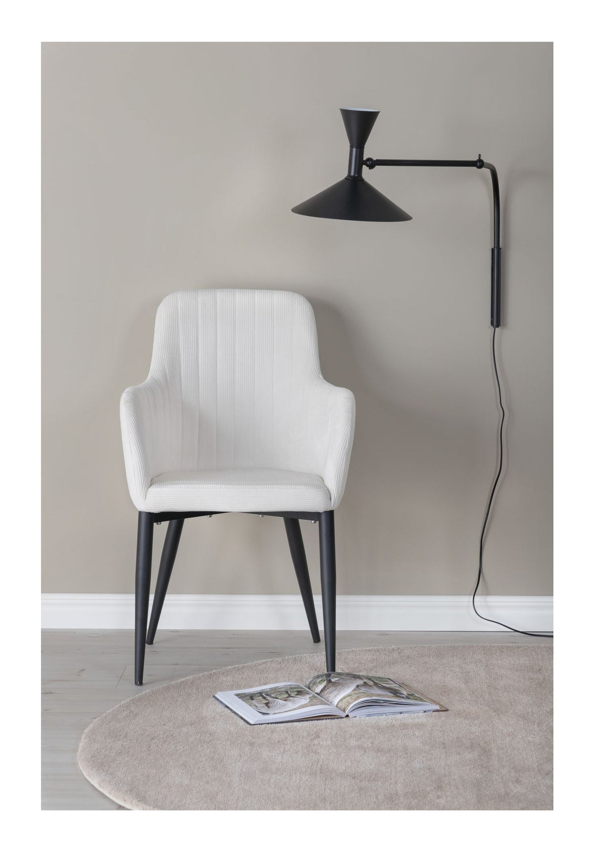 Comfort Dining Chair, Velvet, White