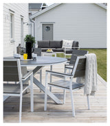 Copacabana, Garden Table Ø140, White Alu/Gray Spray Glass