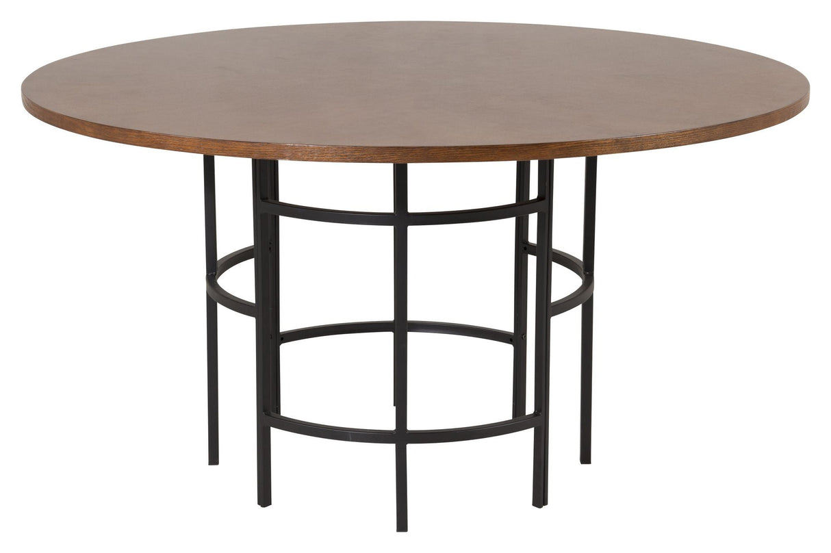 Copenhagen Dining table, Brown veneer, Ø140