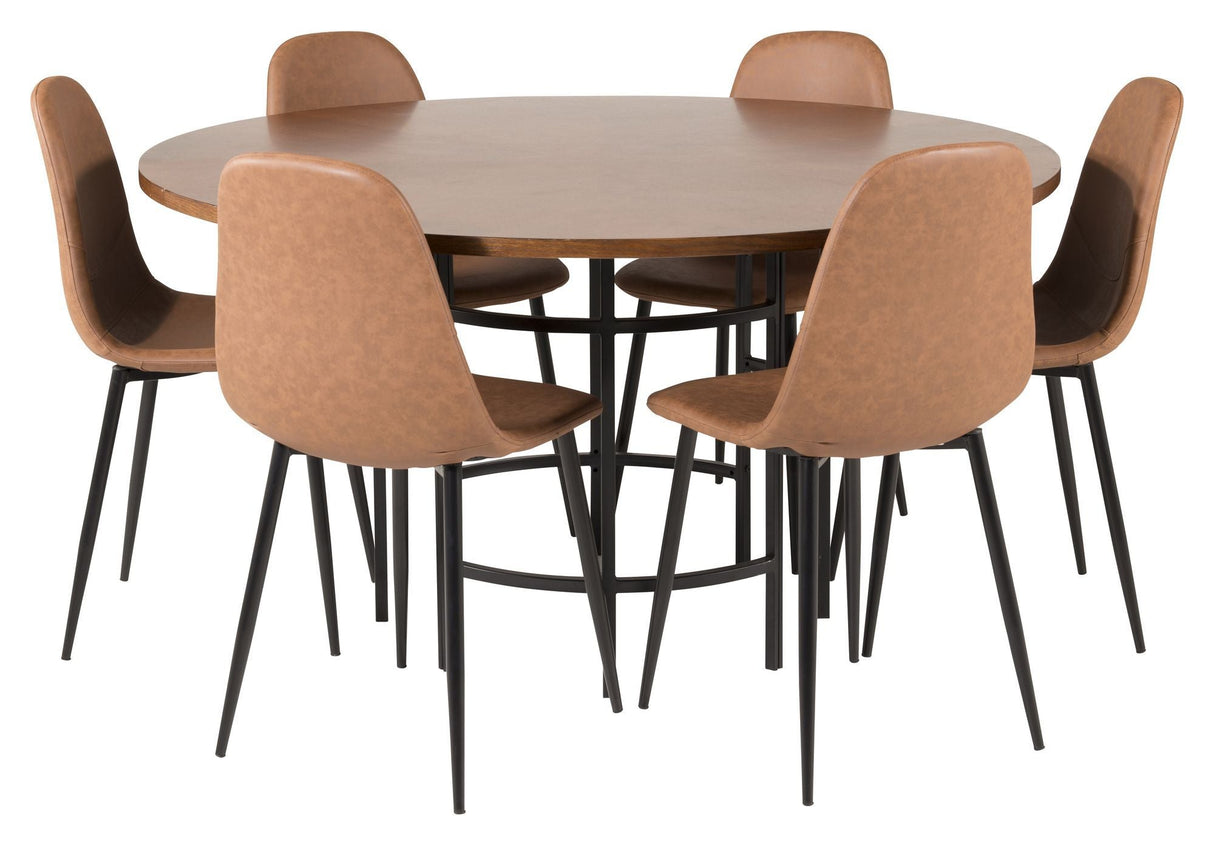 Copenhagen Dining table, Brown veneer, Ø140