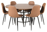 Copenhagen Dining table, Brown veneer, Ø140