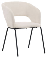 Day Dining Chair, Matte Black, Off-white linen