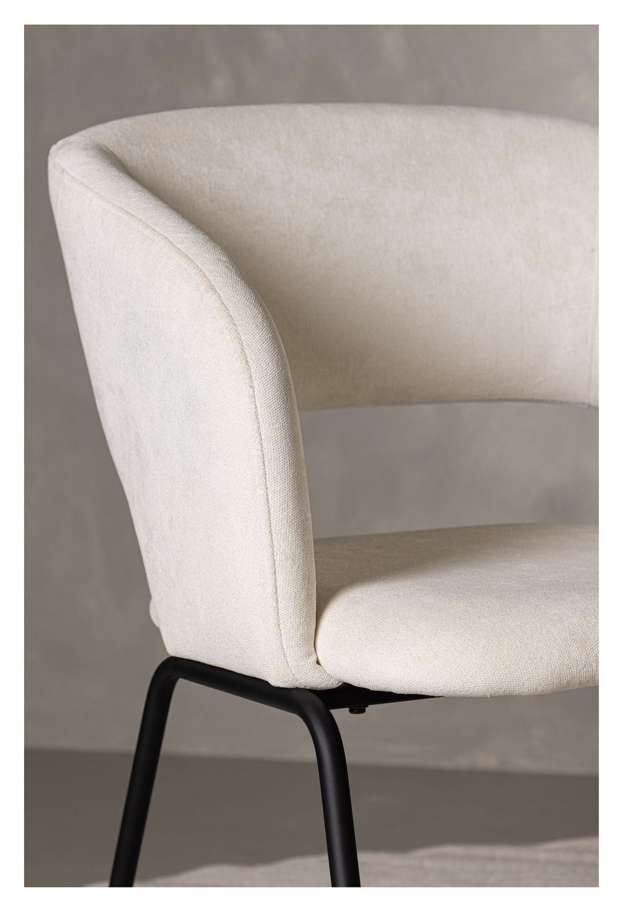 Day Dining Chair, Matte Black, Off-white linen