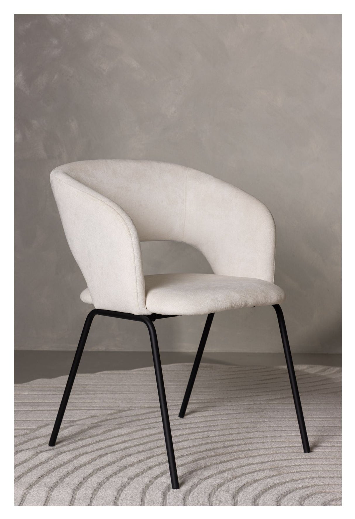 Day Dining Chair, Matte Black, Off-white linen