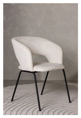 Day Dining Chair, Matte Black, Off-white linen