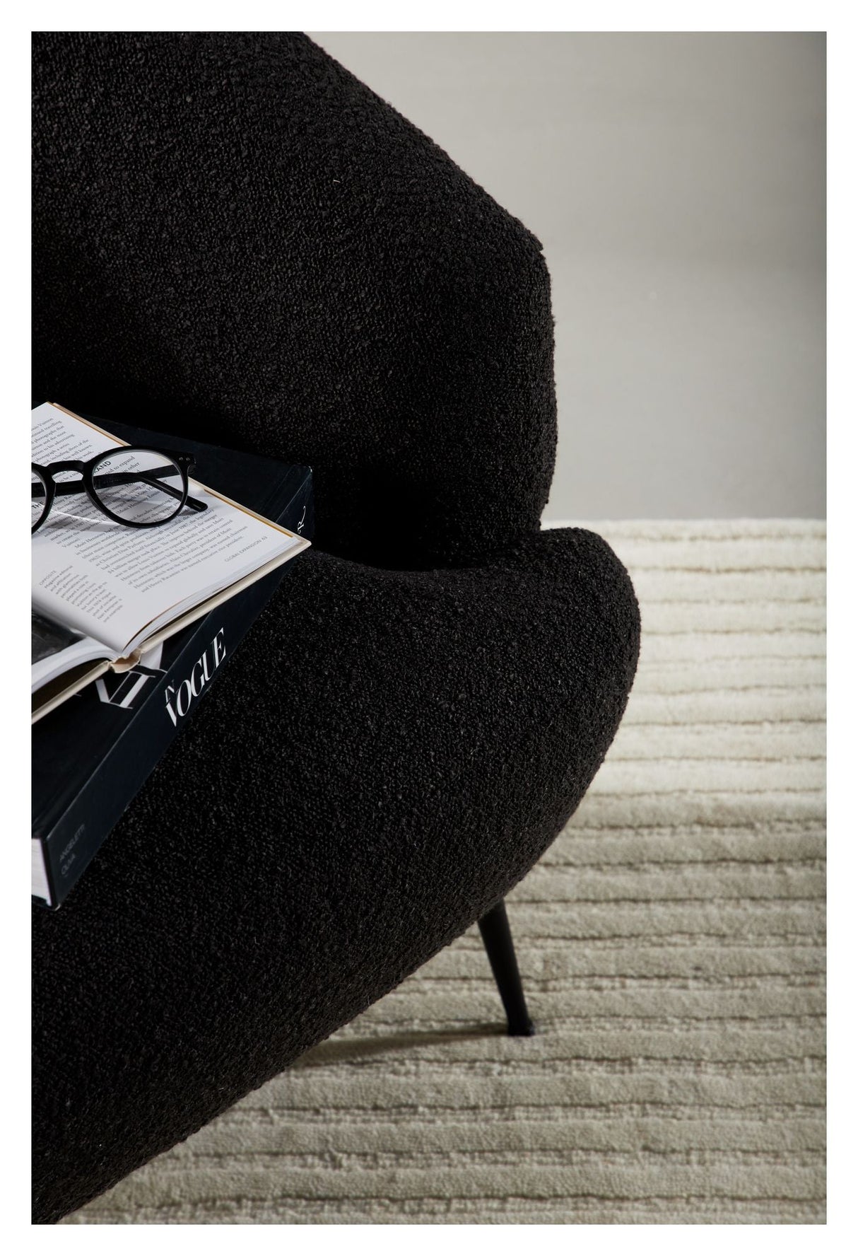 Derry Lounge Chair - Black/Gray Bouclé