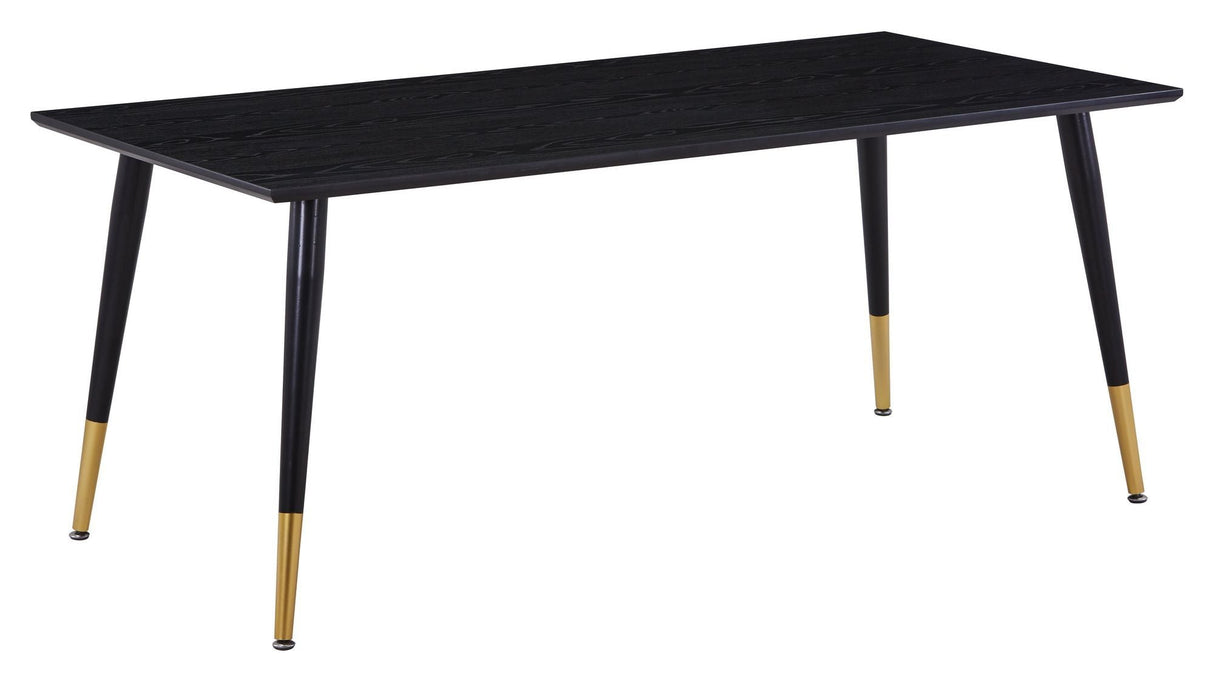 Dipp Dining table, Black Veneer with brass, 90x180