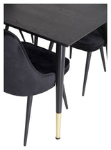 Dipp Dining table, Black Veneer with brass, 90x180