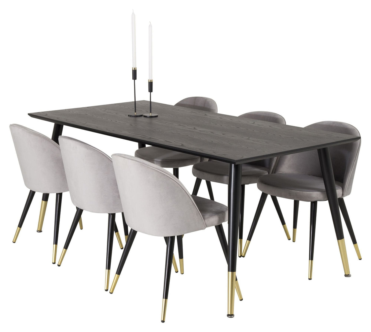 Dipp Dining table, Black Veneer with brass, 90x180