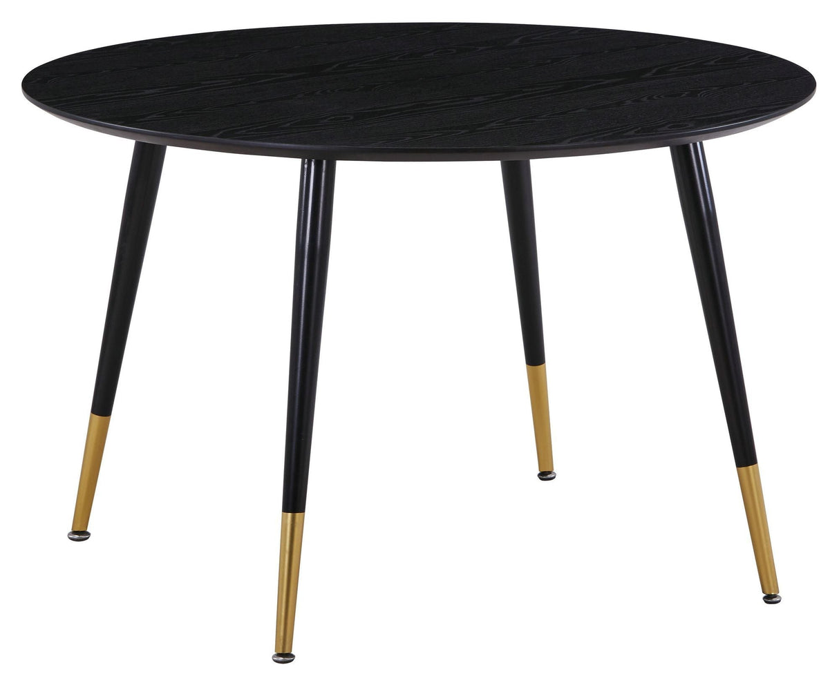 Dipp Dining table, Black Veneer with brass, Ø115