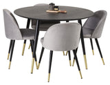 Dipp Dining table, Black Veneer with brass, Ø115