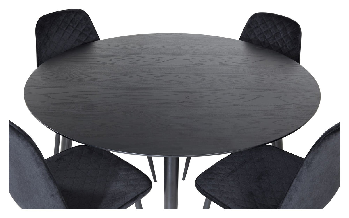 Dipp Dining table, Black veneer, Ø115