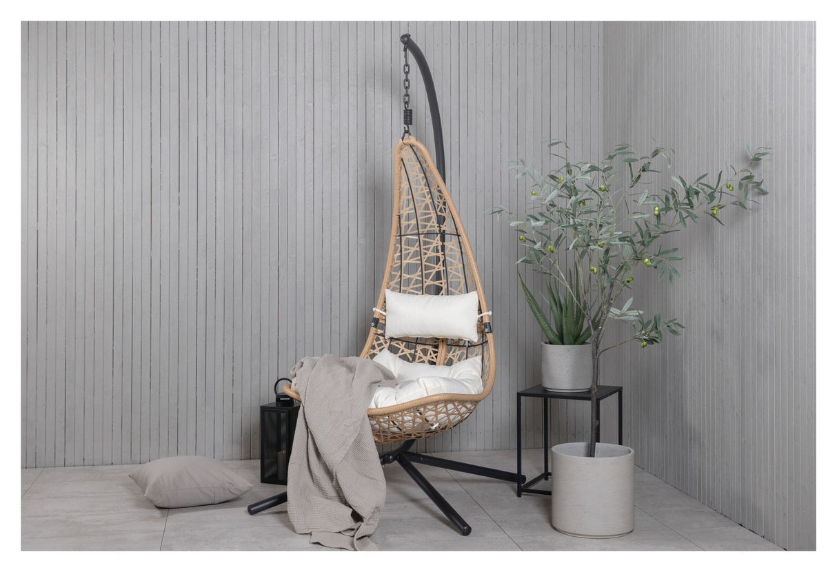 Edinburgh Hanging Chair, Nature w. white cushion