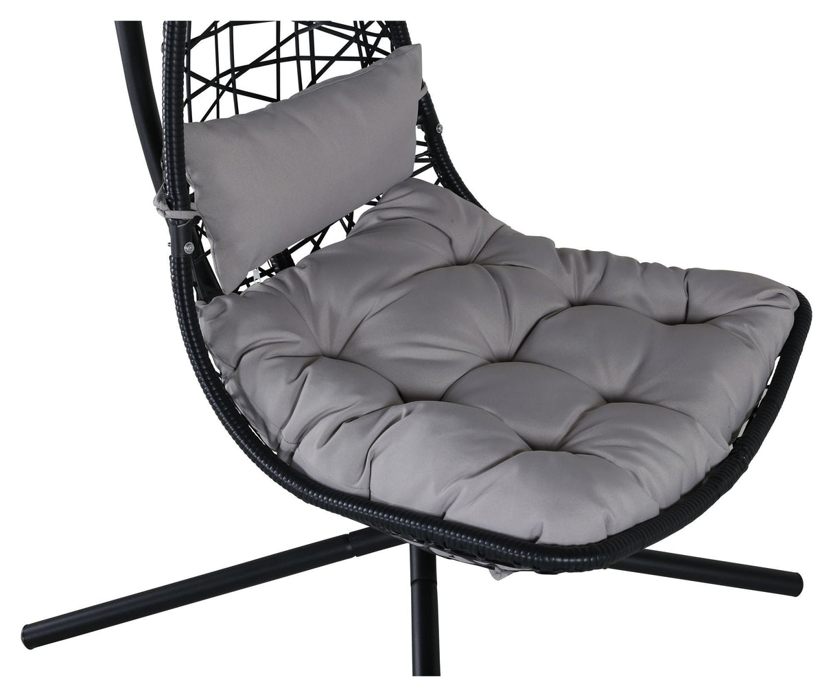 Edinburgh Hanging Chair, Black w. gray cushion