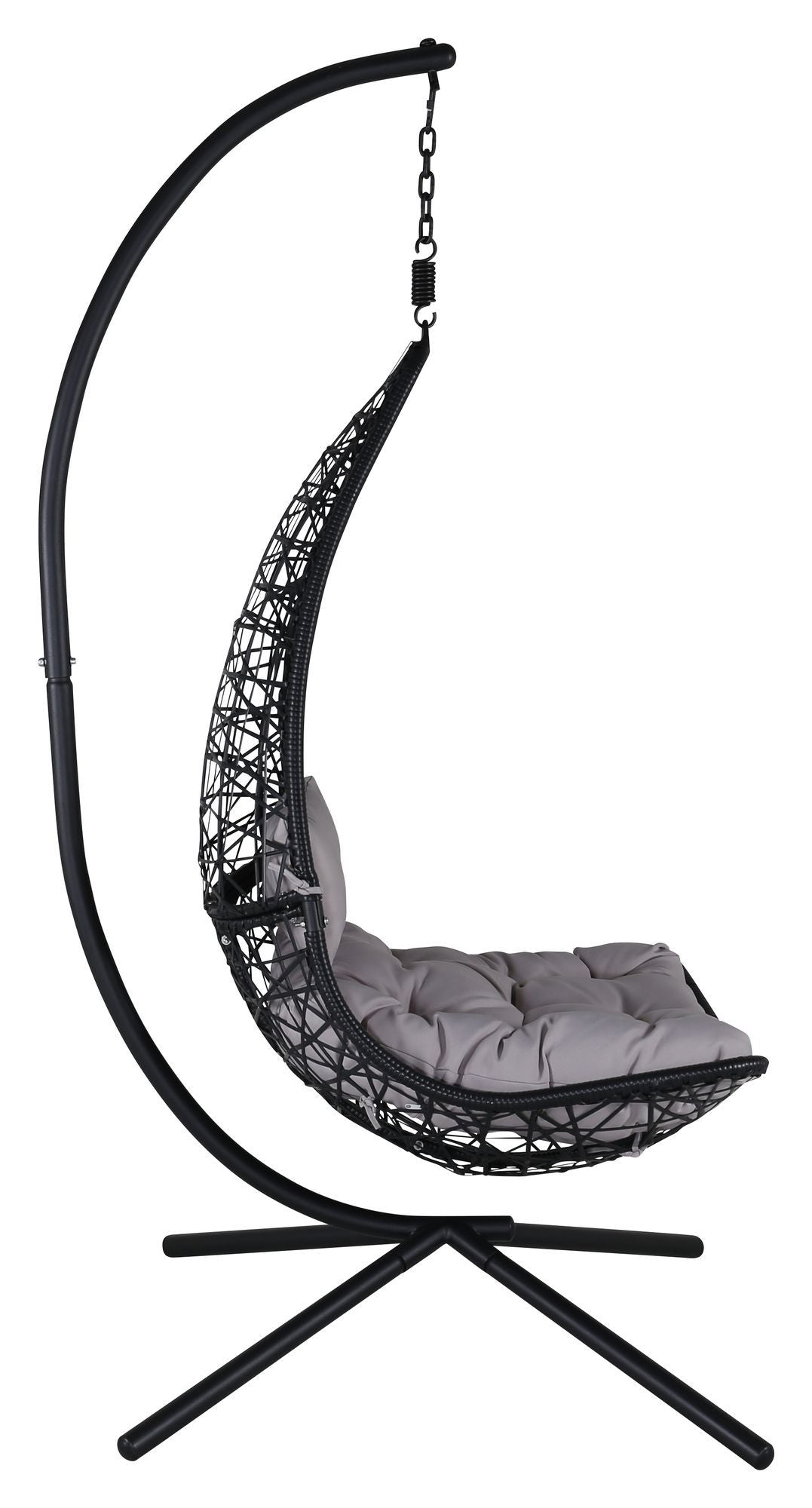 Edinburgh Hanging Chair, Black w. gray cushion