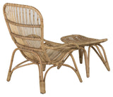 Ella Lounge Chair, Rattan with off-white cushion incl. Footstool