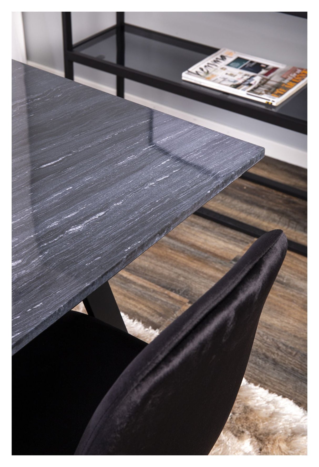 Estelle Dining Table, Gray Marble, 90x200