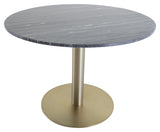 Estelle Dining table, Gray marble, matte brass, Ø106