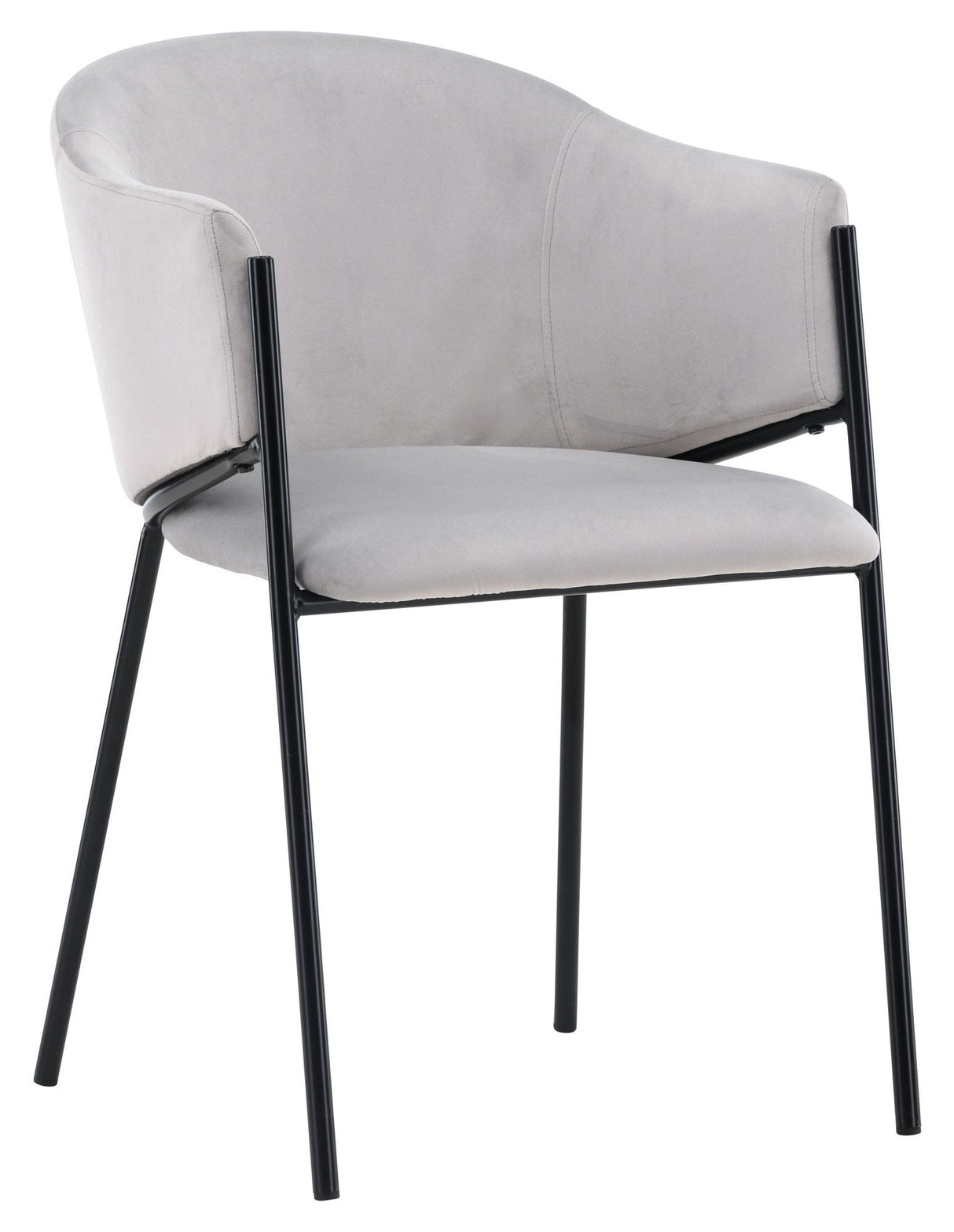 Evelina Dining chair, Black, Light gray velvet