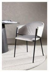 Evelina Dining chair, Black, Light gray velvet