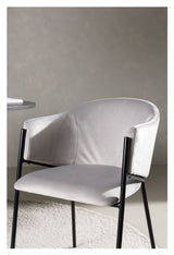 Evelina Dining chair, Black, Light gray velvet