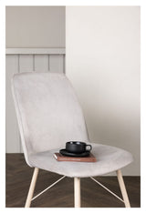 Everyday Dining chair, White washed, Light gray velvet