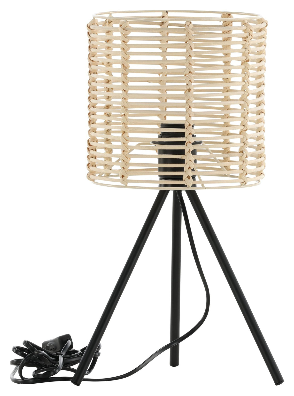 Fence Table Lamp, Black/Nature Rattan