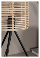 Fence Table Lamp, Black/Nature Rattan