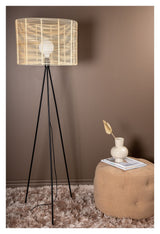 Fence Floor Lamp, Black/Nature Rattan