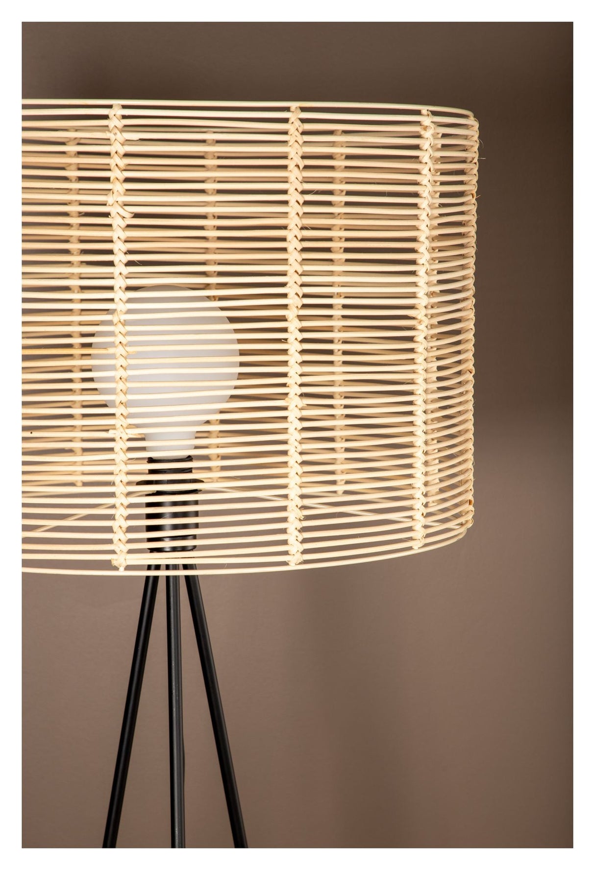 Fence Floor Lamp, Black/Nature Rattan