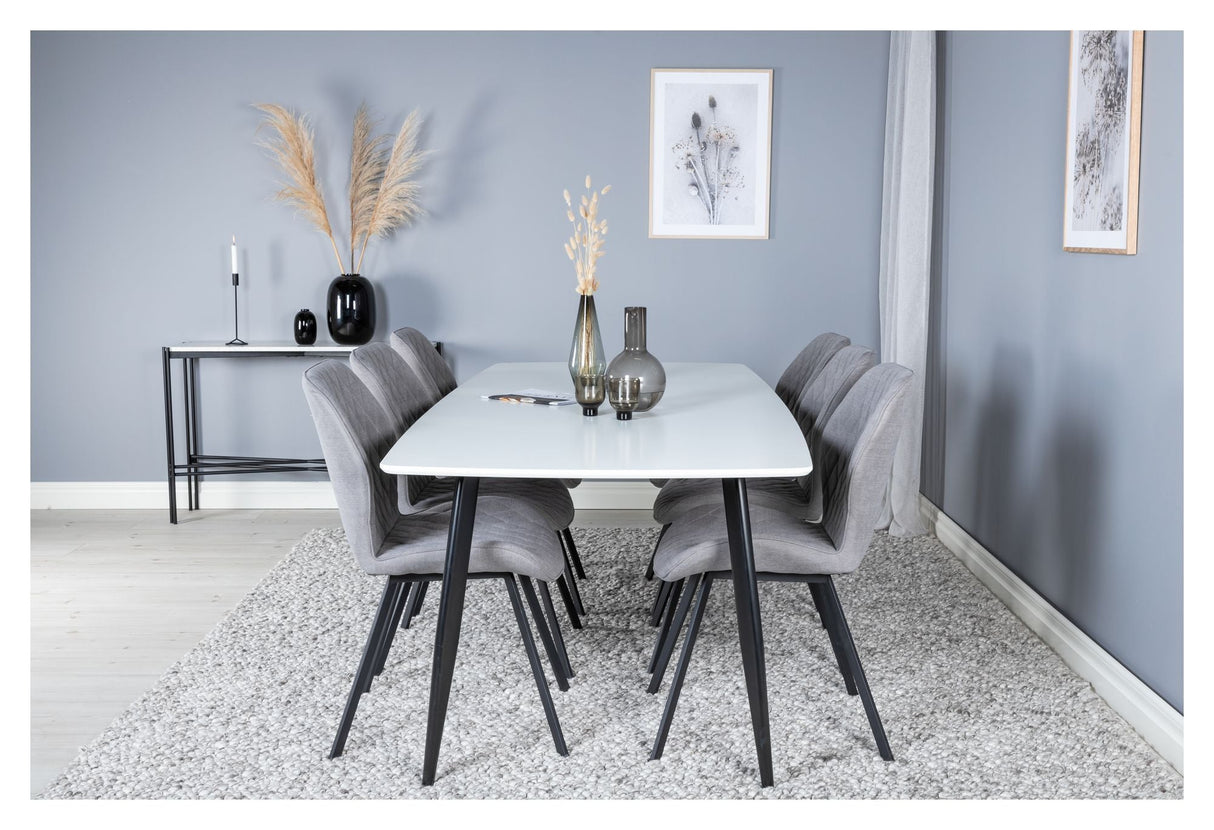 Gemma Dining chair, Gray, Black metal legs