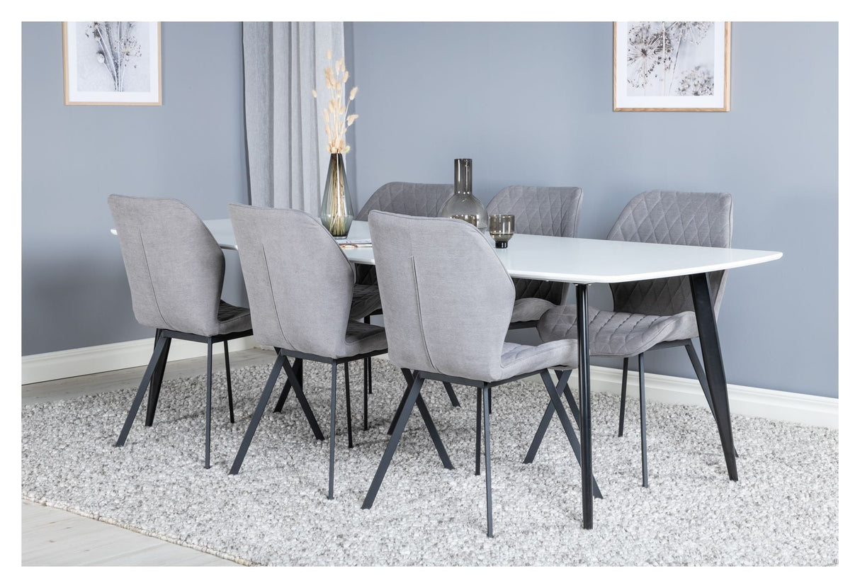 Gemma Dining chair, Gray, Black metal legs