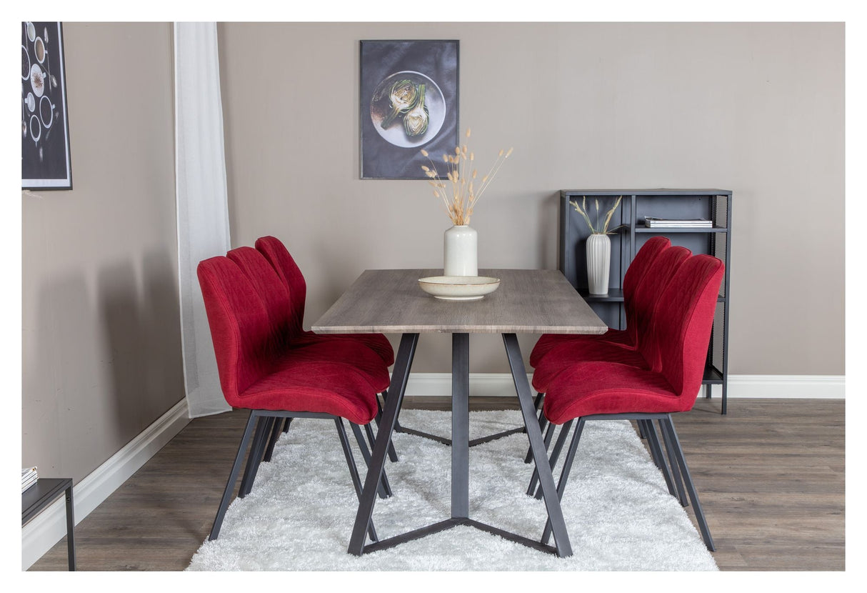 Gemma Dining chair, Red, Black metal legs